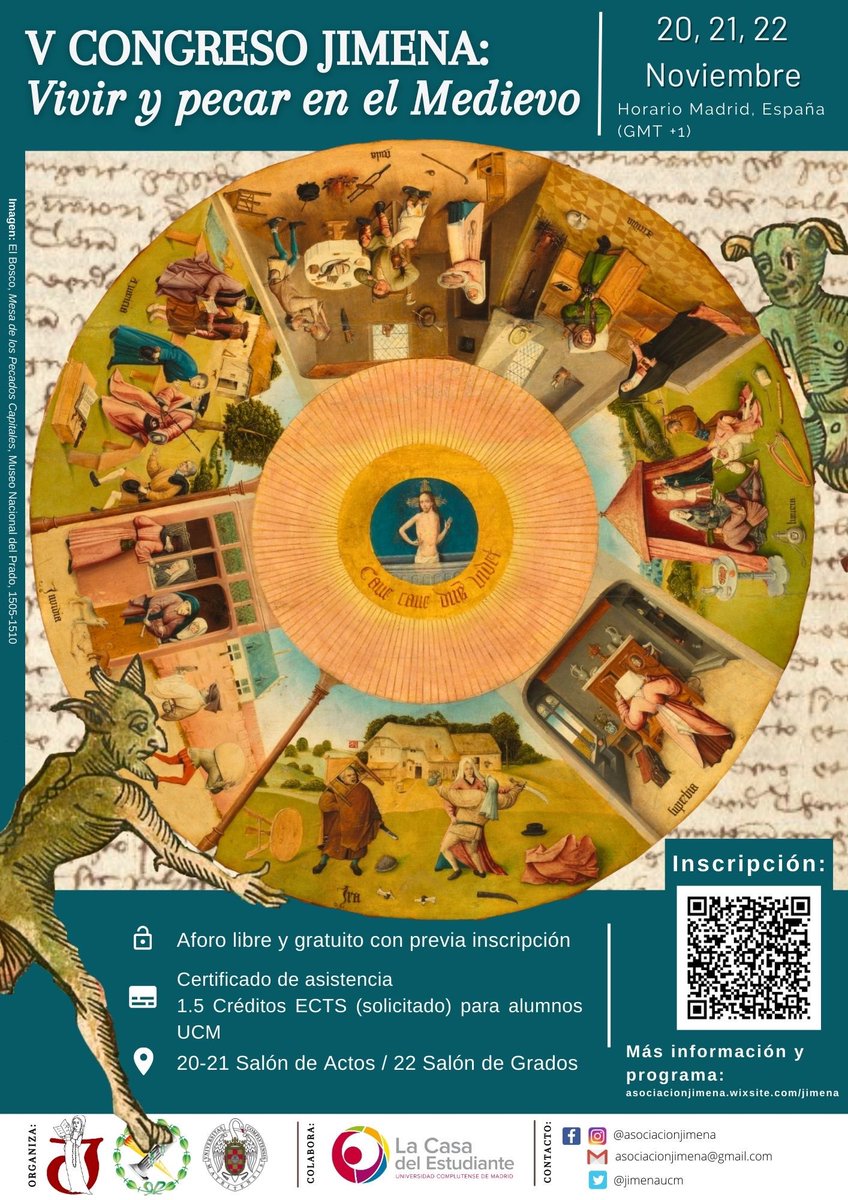 Ya está disponible el interesantísimo programa del "V Congreso JIMENA: Vivir y pecar en el medievo".