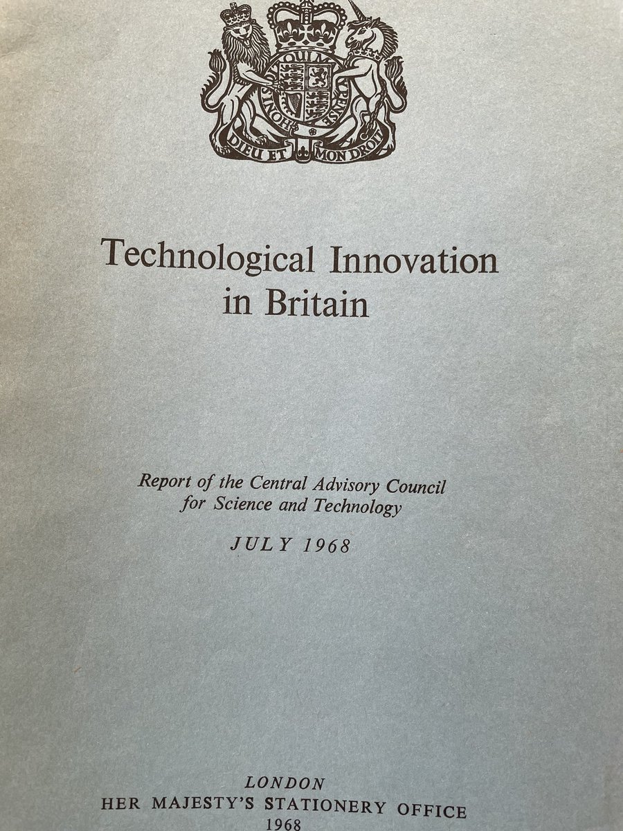 kieronflanagan's tweet photo. #scipolicy debate in the UK in 1968 well ahead of the debate today. Revisiting the report of the Central Advisory Council for S&amp;T, which was clear - in line with the international evidence - that the UK’s problem was not too little R&amp;D spending, public or private, but… (1/2) https://t.co/yEkYHYLVUa