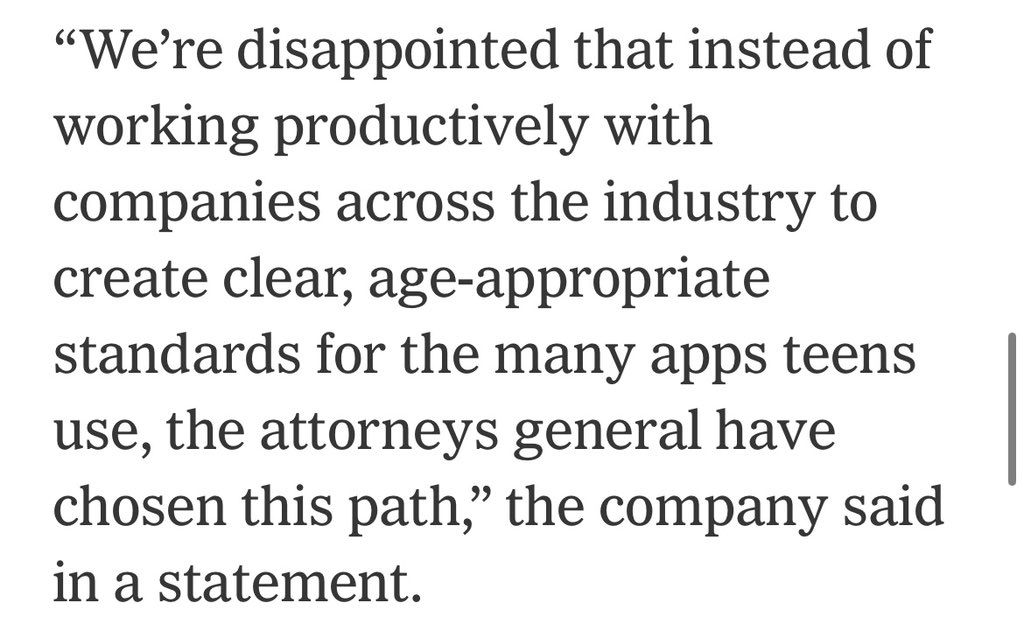 jason_kint's tweet photo. Wow. That this is Facebook’s official statement by Andy Stone  after being sued by nearly every state in the union for its role in depression and death by suicide after burying evidence and fighting legislation to rein it in. No wonder their surrogates are otherwise silent. 1/3 https://t.co/JJ45Dh7B9x