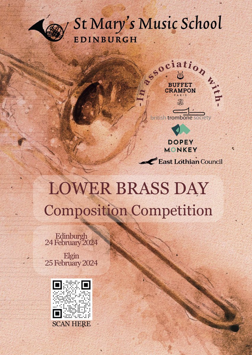Young people across Scotland (age10 - 18) are invited to compose a 3-minute fanfare for tenor horn, baritone horn, euphonium, trombone, bass trombone, and tuba. For a free resource pack linktr.ee/smmslowerbrass @newmusscotland #LowerBrassDays Please RT <a href="/HIT_Scotland/">HIT Scotland</a>