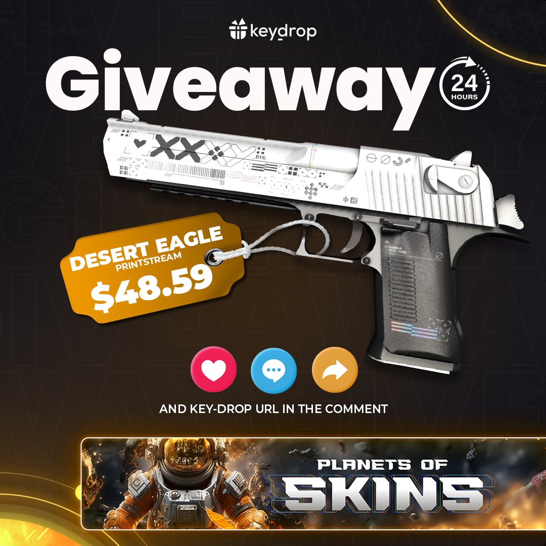 Giveaway on Desert Eagle | Printstream 🎁

👊 Just leave ❤️ under the post!
🤝 Follow us!
🔁 Retweet!

⏰ Wait 24 hours!

#freeskins #csgoskinsgiveaway #csgoskinsfree #giveaway #airdrop #csgocases #csgocase #csgocommunity #csgoesport #skins #csgoskins #keydrop #keydropcom