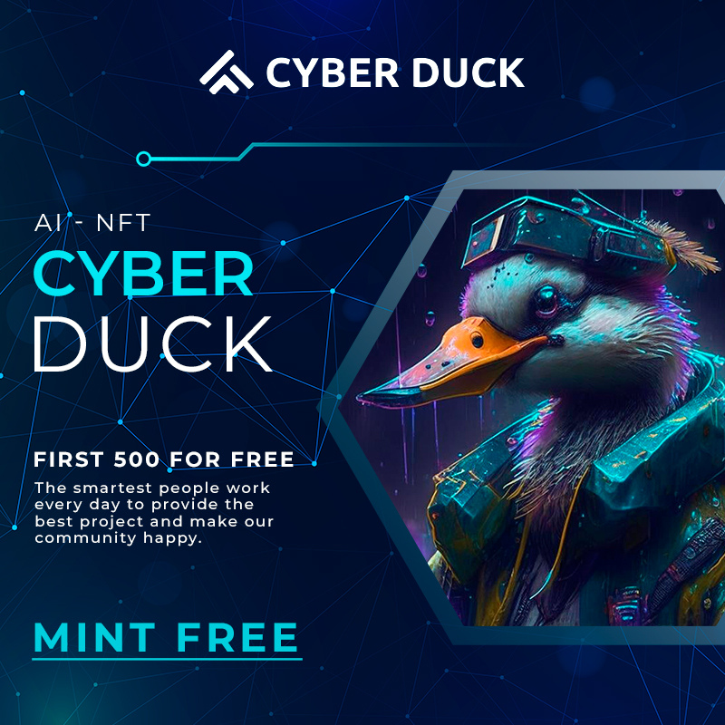 shleace's tweet photo. Welcome to Cyber Duck AI, where innovation intersects with the power of artificial intelligence. 
🔴The first 500 are free!!!🔴