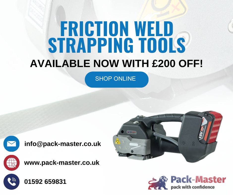 PackMasterLtd1's tweet photo. Ideal for use with polypropylene and extruded polyester strapping, our friction weld strapping tools are currently available with £200 off the RRP!

Get yours now, while stocks last: https://t.co/MDo9A5PcIm

#ukmfg #packagingsolutions #ukpackaging #packmaster #manufacturing https://t.co/5JCZaCyWzW