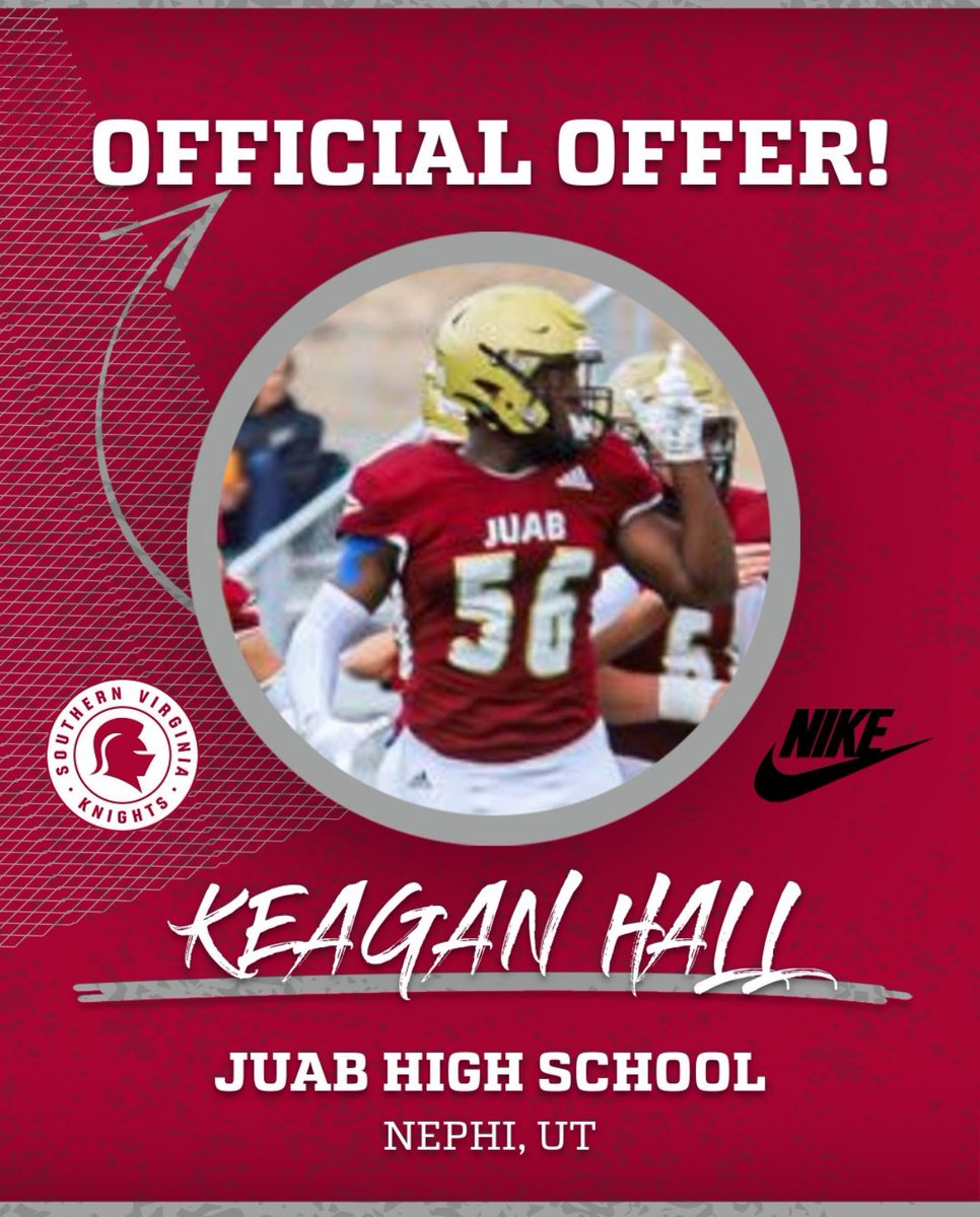 Keagan Hall (@keaganhall6) on Twitter photo After a great call with @CoachWeixler I’m blessed to receive an offer from
Southern Virginia university
#AGTG #GoKnights
<a href="/knight_ftbl/">SVU Knights Football</a>
<a href="/AlphaRecruits15/">Will Snowden</a>
<a href="/kanuch78/">Powerhouse Training - UT</a>
<a href="/CoachDownard6/">Jake Downard</a> After a great call with @CoachWeixler I’m blessed to receive an offer from
Southern Virginia university
#AGTG #GoKnights
<a href="/knight_ftbl/">SVU Knights Football</a>
<a href="/AlphaRecruits15/">Will Snowden</a>
<a href="/kanuch78/">Powerhouse Training - UT</a>
<a href="/CoachDownard6/">Jake Downard</a>