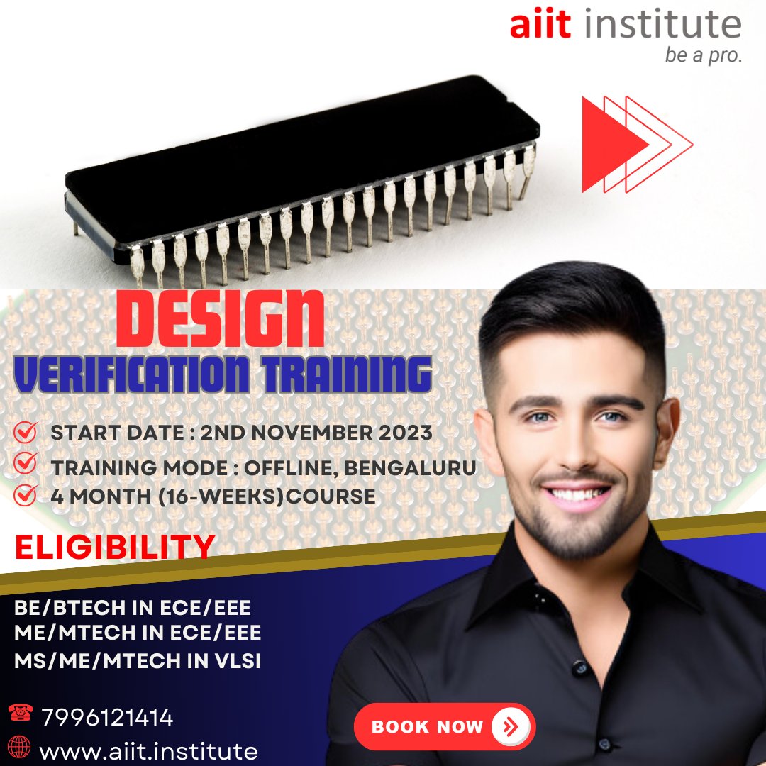 AIIT_INSTITUTE's tweet photo. ~Design Verification Training~ 
.
.
.
#aiitinstitute #vlsi #vlsicareer #vlsitraining #vlsijobs #semiconductor #training #bangalore #google #design #offlineclasses https://t.co/N1MDYFl3UQ