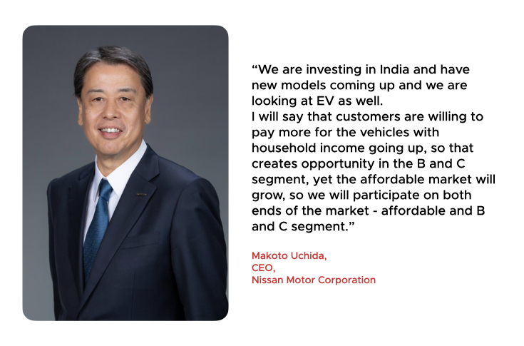 Nissan to expand addressable market in India, cater to both affordable & premium car market, says CEO Makoto Uchida. tinyurl.com/2skny4pm