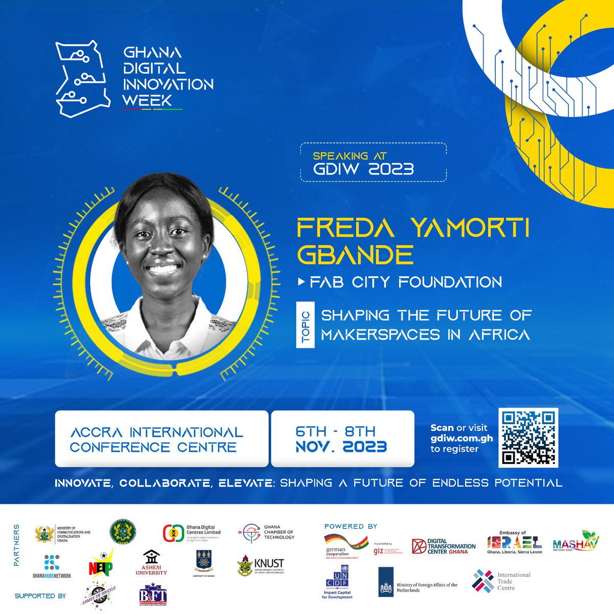 Ghana Digital & Innovation Week (@thegdiw) on Twitter photo Meet Freda Yamorti Gbande( <a href="/yamorti_/">Freda Yamorti</a> )🤝, Session Host for the 3rd edition!
Join us in shaping a future of endless potential at the AICC from the 6th to the 8th of November.
Visit gdiw.com.gh/participate to register now!!
#GDIW #GDIW23 Meet Freda Yamorti Gbande( <a href="/yamorti_/">Freda Yamorti</a> )🤝, Session Host for the 3rd edition!
Join us in shaping a future of endless potential at the AICC from the 6th to the 8th of November.
Visit gdiw.com.gh/participate to register now!!
#GDIW #GDIW23