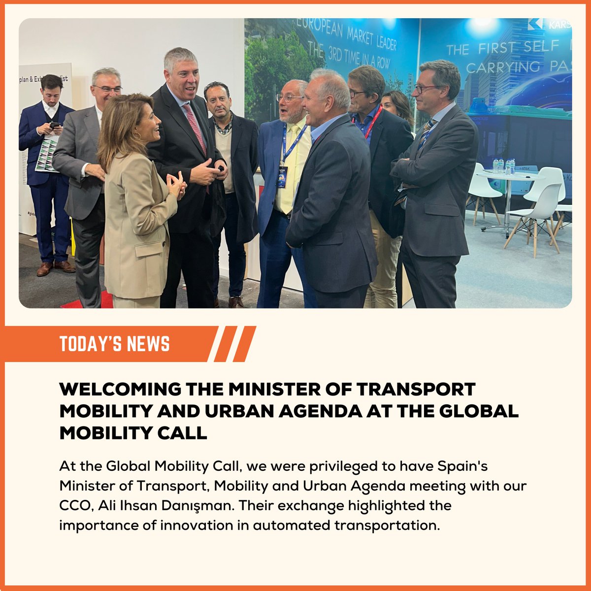 AdastecCorp's tweet photo. We were honored to welcome Minister of Transport, Mobility, and Urban Agenda , Raquel Sánchez, to the Global Mobility Call. Our CCO, Ali İhsan DANIŞMAN , had a great conversation about the future of automated transportation.
#GlobalMobilityCall #AutomatedTransportation https://t.co/hBiMhD0FUy