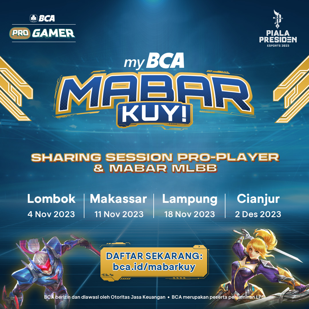 IESPL_ID's tweet photo. Buat yang suka main game, kamu enggak boleh ketinggalan acara seru yang satu ini!
BCA ngadain myBCA Mabar Kuy nih! Tempat buat kamu main Mobile Legends: Bang Bang bareng temen dan dapetin ilmu gaming dari VIVIAN - BIGETRON ERA!🙌🥳 https://t.co/0mQd0QZG94