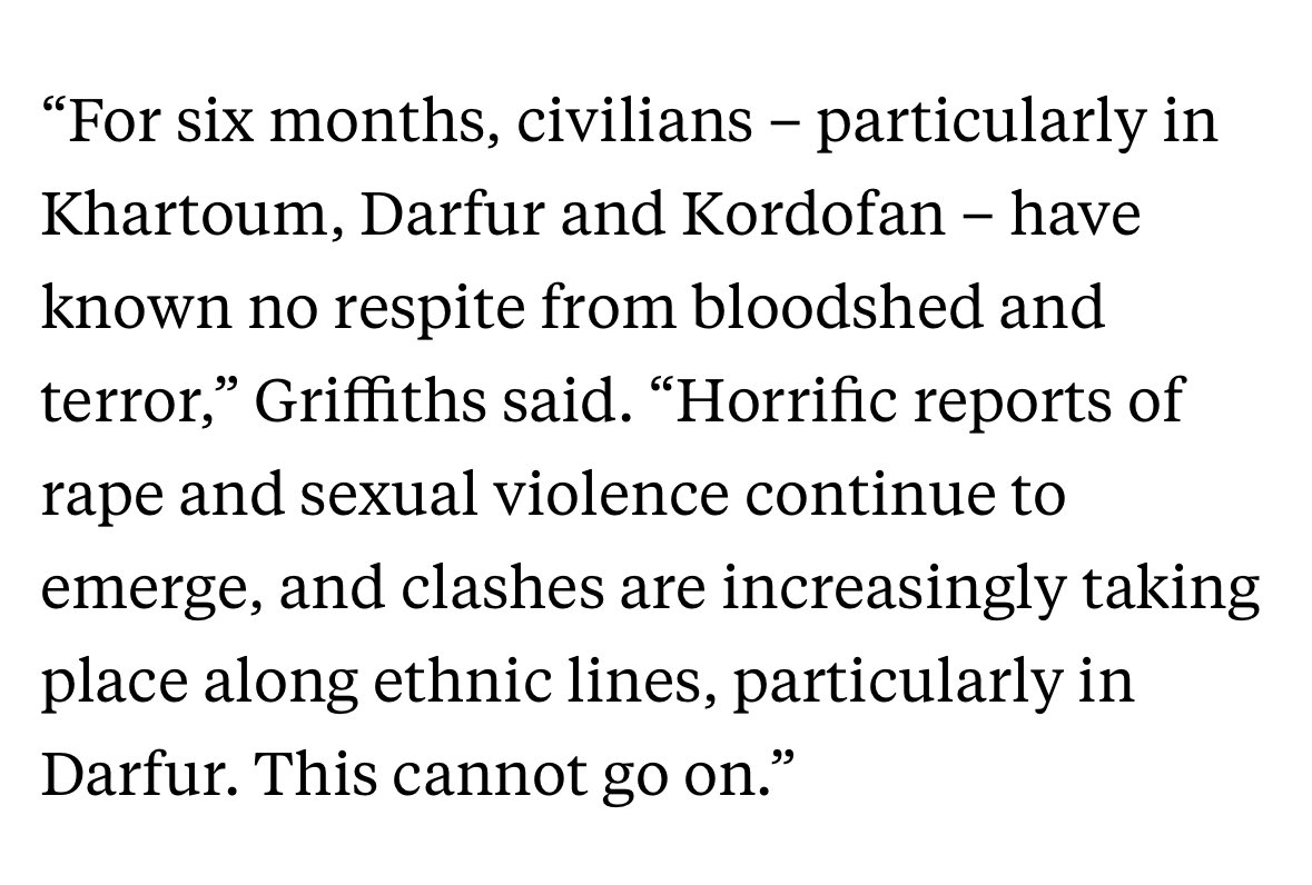 Fresh Sudan update from ABC News: 

— “worst humanitarian nightmares in recent history”
— over five million refugees
— mass rapes
— rebels shelling a wider range of cities

abcnews.go.com/amp/Internatio…