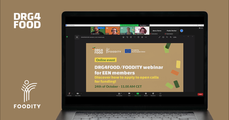 On October 24th, #DRG4FOOOD and @FOODITY_EU have held a webinar to promote open call's opportunities with representatives from the @EEN agrifood, Health and Digital SGs. 

Thanks to everyone involved in this successful event! 🌱💻 
#Innovation #Collaboration #Data4foodcluster