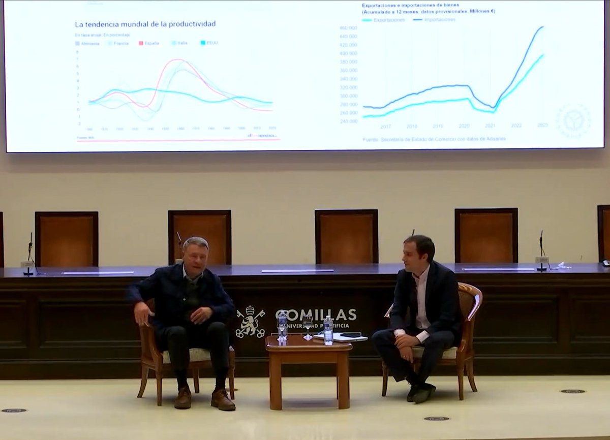 Gracias <a href="/sevillajordi/">SevillaJordi</a> por compartir en <a href="/Comillas_ICAI/">Comillas ICAI</a> reflexiones sobre los desafíos economicos de nuestro tiempo. Especulación, sesgo retrospectivo, sostenibilidad, deuda pública, revolución de la IA, estanflación, geopolítica... Un gran placer 🙂 . #economía #pensamientocrítico