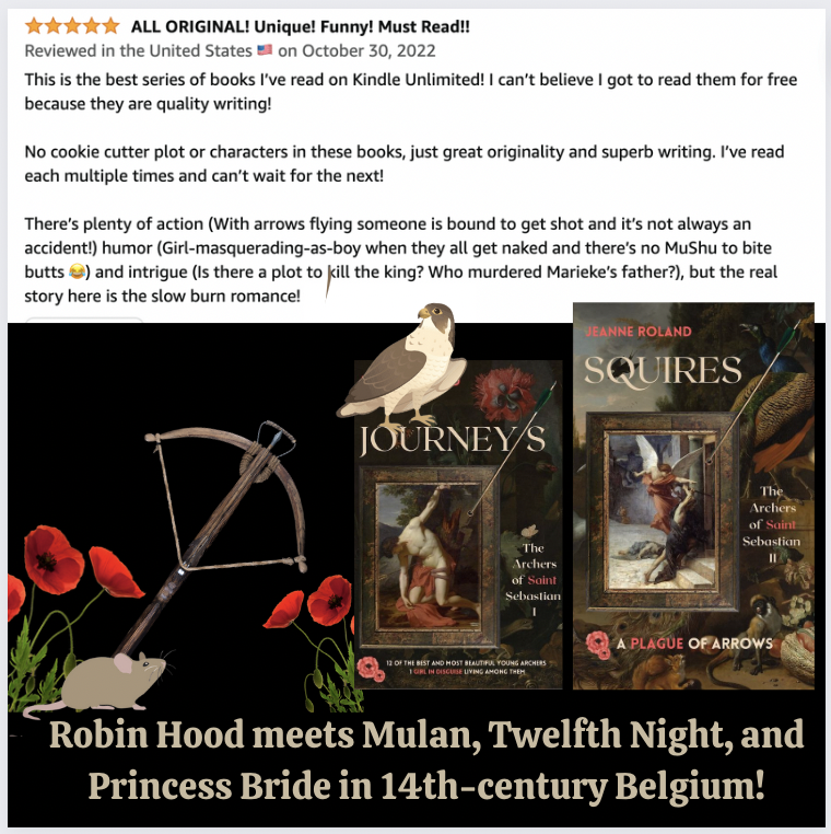 <a href="/AvionneCelestin/">🖤 Avionne 🖤 {she/her}</a> ROBIN HOOD + MULAN x PRINCESS BRIDE:
💔#Romance
A touch of murder
Humor😉
A hint of #mystery
Angst &amp; Action🏹🔥🏹
🔥Lust
Gorgeous boy shenanigans, a girl in disguise in an all-male archers' guild + longbow #archery competitions!
#free on #KU
amazon.com/dp/B09L6KZ8D7