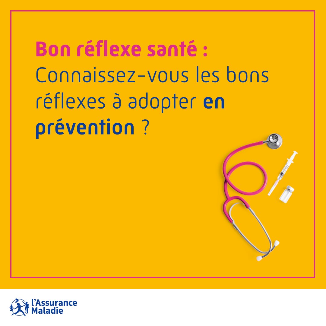 Assur_Maladie's tweet photo. #BonRéflexeSanté | Connaissez-vous les bonnes pratiques en matière de #prévention ? ☂️ 

On vous présente quelques bons réflexes ⤵️