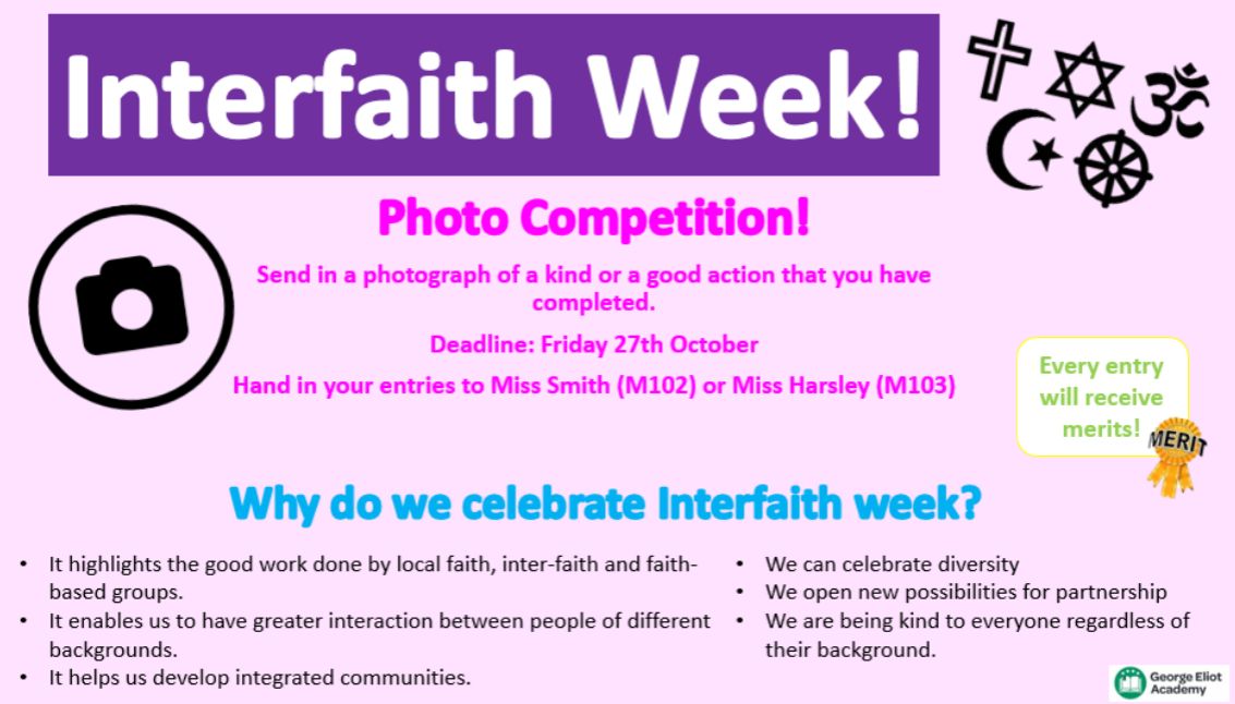 We have had some wonderful entries so far for our Interfaith competition. With only a few days left to enter, please make sure you get involved!