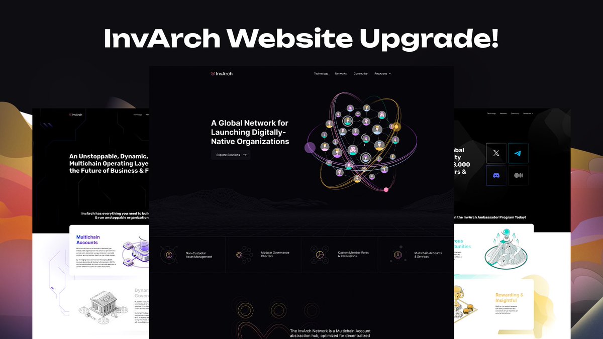 InvArchNetwork's tweet photo. 🚨 The new InvArch Website is here! 🚨

After much anticipation from the community, the project website for the #InvArch Network has been updated with new information &amp; given a brand new look! 

👉 Check it out now: https://t.co/q2PzFfVDW4 
(spoiler: it’s awesome) 😎 https://t.co/N2fhkkgMc1