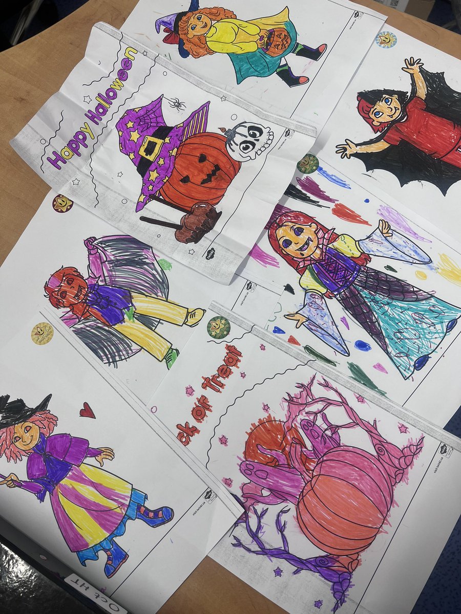 BSPDKidzone's tweet image. Here are just a few of the wonderful entries to our colouring competition this morning! Well done everyone! #Halloween #ColouringCompetition #HolidayClub
