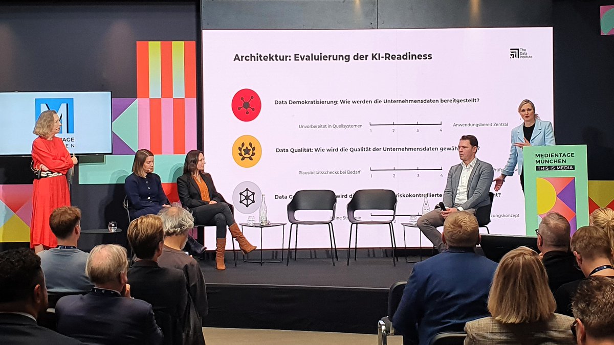 Passt die Unternehmenskultur zu #KI? Catherin Hiller von #Funke ist es beim #MTM23-Impuls wichtig, dass der Erfolg im Umgang mit KI klar davon abhängt, wie das Haus mit #Data umgeht - Transparenz, die passende Kultur unter Mitarbeitenden. Das wirkt auf das Potenzial von KI ein.