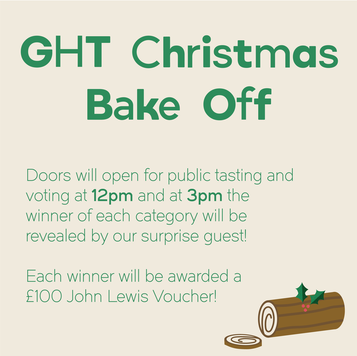 GHT Christmas Bake Off is on Saturday 18th November!

🧑‍🍳 If you're bringing in a bake, sign up here: ow.ly/Bip450Q0v8W
__
#GHT #SotonArts #VisitSoton #Southampton #SupportLocal #HantsDaysOut #aspacearts #SouthamptonFocus #Christmas #FestiveSeason #BakeOff #WhatsOnAtGHT
