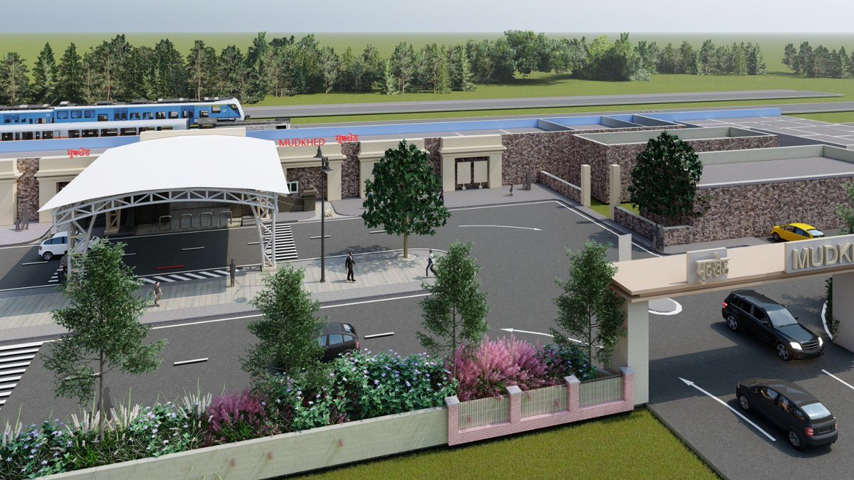 drmned's tweet photo. #RailInfra 
MUDKHED Railway Station in Nanded division is currently undergoing redevelopment under the #AmritBharatStations scheme. Upon completion, the station will offer modern amenities and improved accessibility for passengers. @SCRailwayIndia @RailMinIndia https://t.co/6zxHeKb464