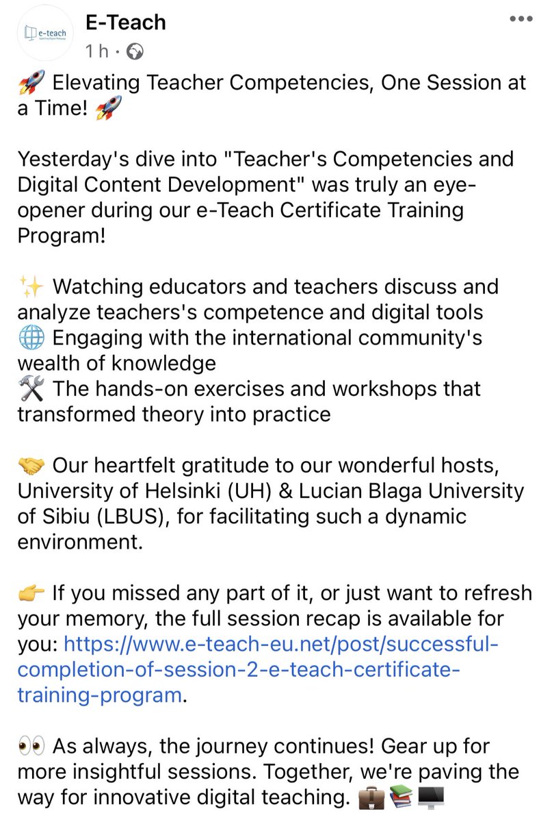 eteach_eu's tweet photo. 🚀 Elevating Teacher Competencies, One Session at a Time! 🚀

Yesterday we dived into "Teacher's Competencies and Digital Content Development"

👉 If you missed any part of it, the full session recap is available for you: https://t.co/ZMc0B5CGXN. https://t.co/3w0EMOuHPA