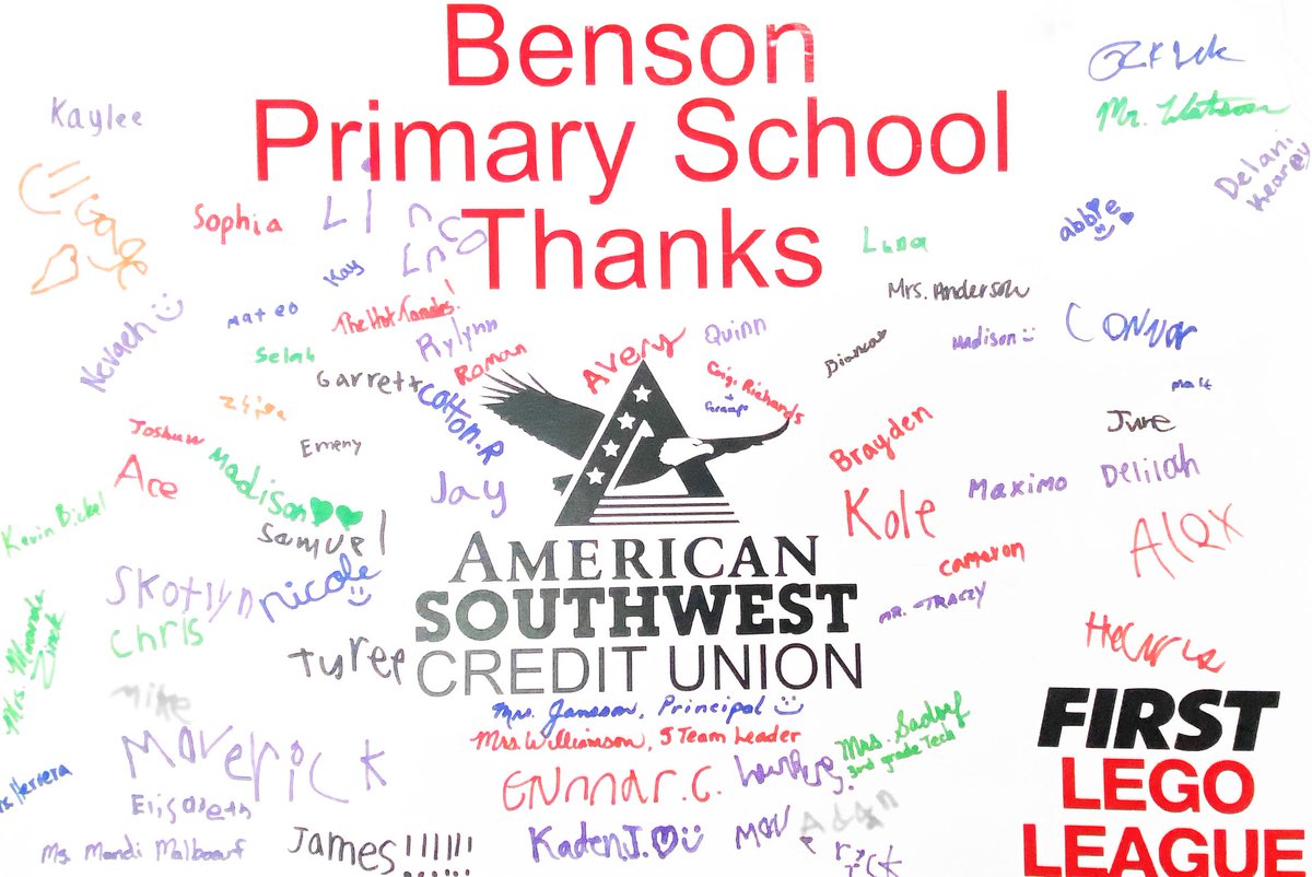 MyASCU's tweet image. American Southwest Credit Union sponsored the Lego League this year! Such a fun way to keep kids engaged in science and math.  Shout out to all the teachers involved with this.  You make a difference! #teachers #bensonaz #cochisecounty #ascu