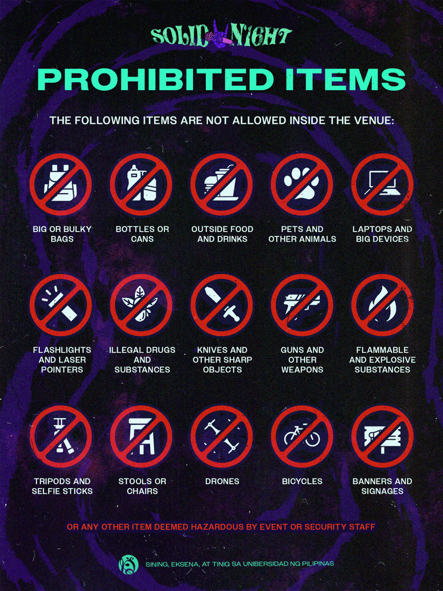 SETUP_UPB's tweet image. ‘Wag mo akong kulitin. 🔕
‘Wag mo akong tanungin.  ⛔️
Para ‘di mapatanong sa sarili kung kailan ba tayo nailang, basahin nang maigi ang OFFICIAL EVENT GUIDELINES 📜⚠️ ng #SOUNDCHECK16 #SOLIDN16HT dito!