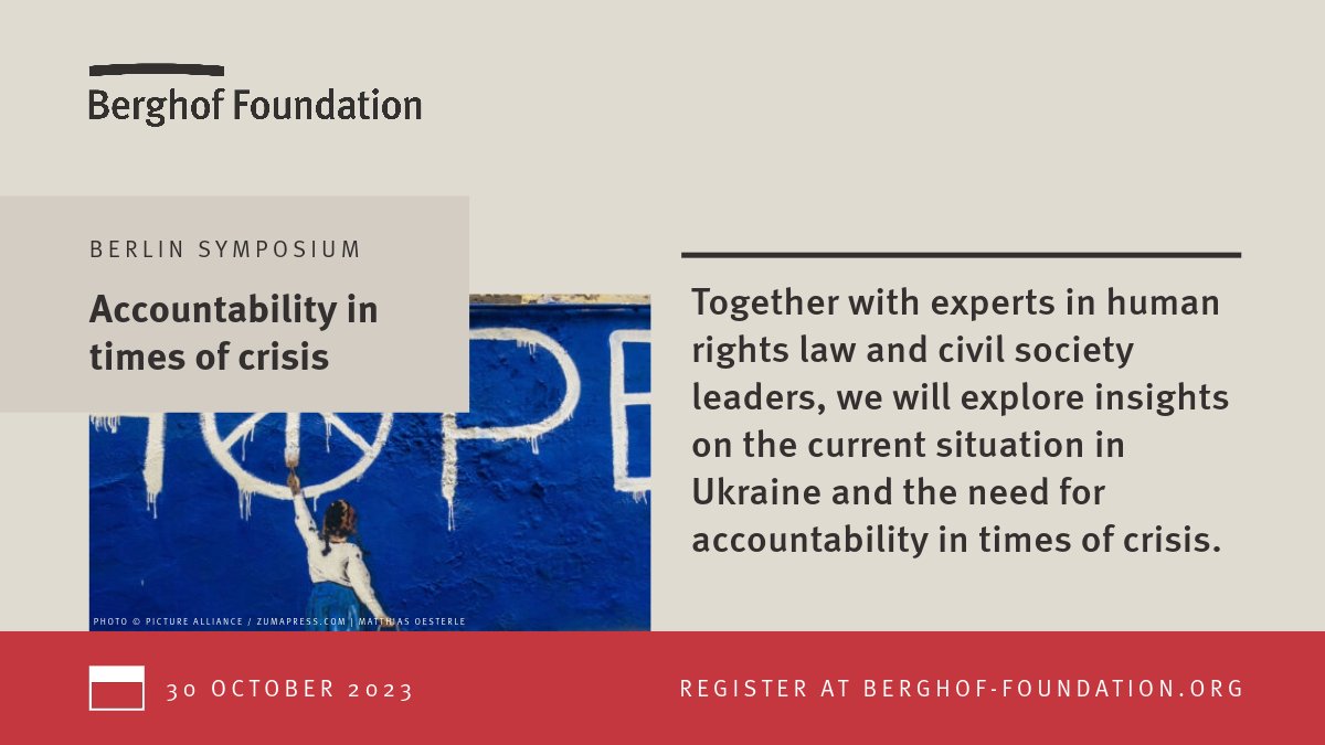 How do we ensure the accountability of war crimes in #Ukraine? 👉Join our event with @TRPUkraine featuring our @_AGilmour, @TimothyDSnyder, @SMusaieva, @IbrahimOlabi, @janinedigi, @MSCheusgen and @BethVanSchaack to learn more: brnw.ch/21wDQAe 📅30 October, 14:30 CEST