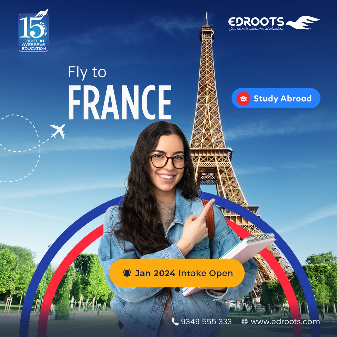 Universities in France are ready for you! Apply to your preferred university and course with #EdrootsInternational!

Apply for #January2024Intake today.

📞 Call or walk in to our office for a FREE counselling session today: 9349 555 333

#StudyInFrance #StudyInFrance2024
