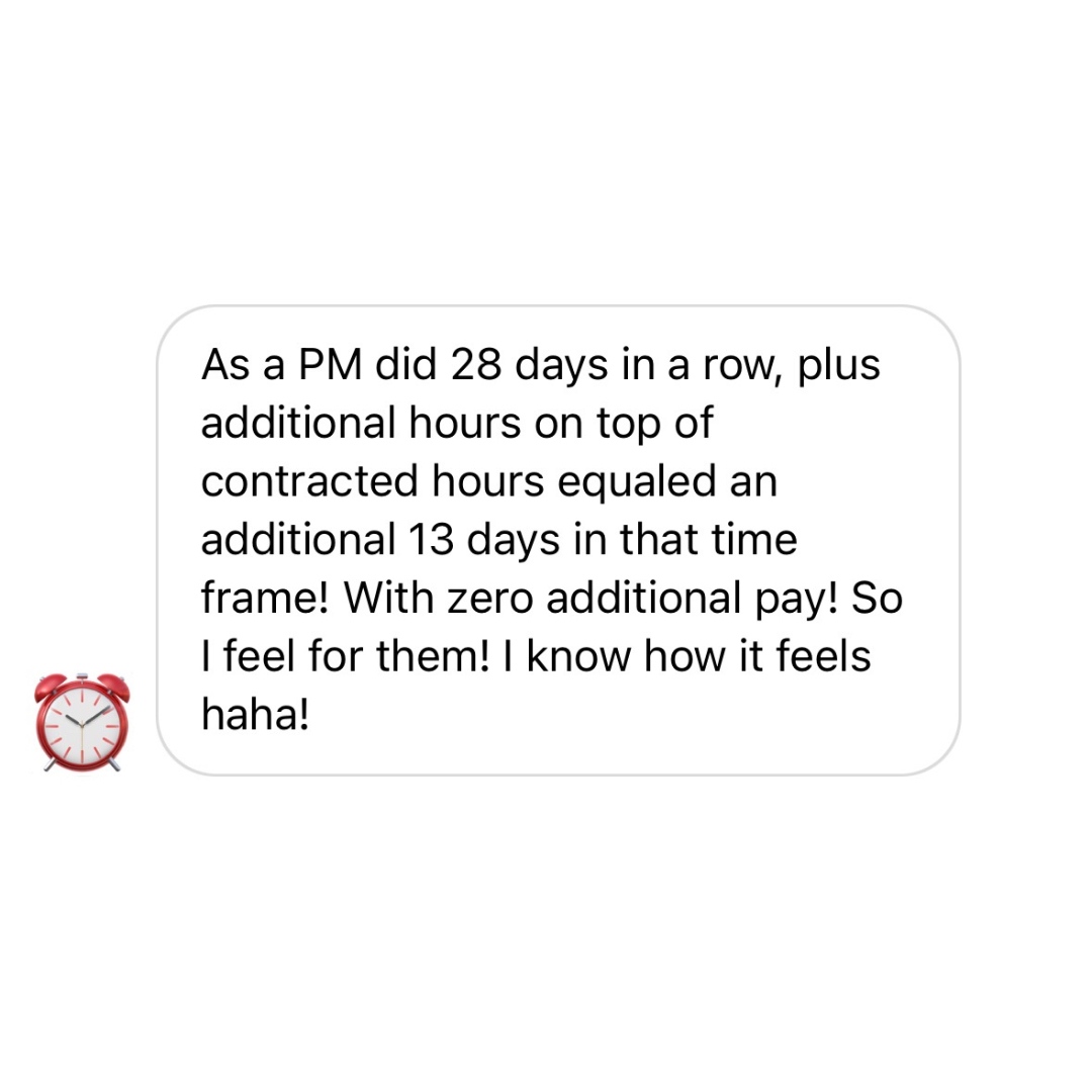 A message we got in response to our last #WTFWednesdays post.. 

Working 28 days in a row is unimaginable!🤯 as well as NO additional pay! 

#ItsAboutTime #TheTimeProject #DataForGood