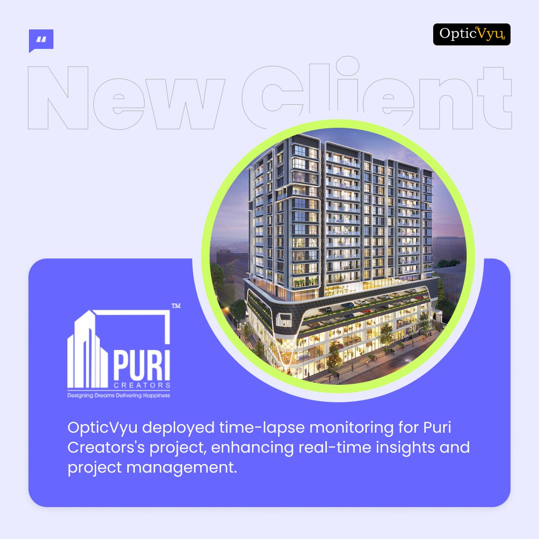 OpticVyu's tweet image. Exciting news! OpticVyu's time-lapse monitoring is now up and running for Puri Creators's ongoing project. Real-time insights for better project management.
#OpticVyu #PuriCreators #ProjectMonitoring #Timelapse #TimelapseCamera #Management #Construction