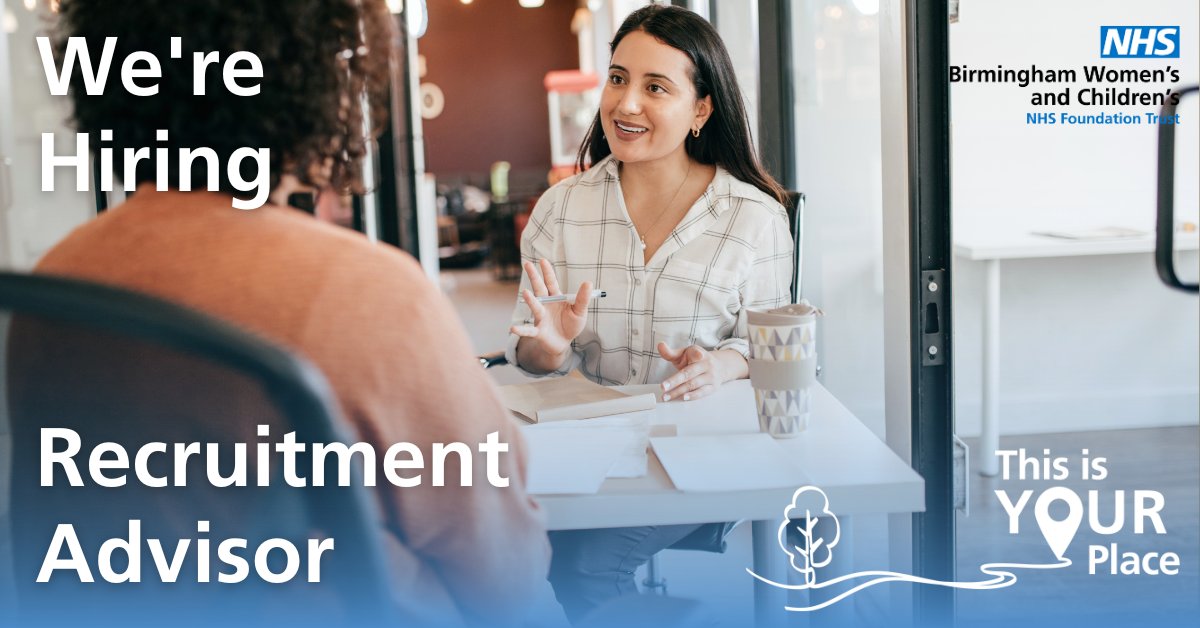 BWC_NHS's tweet photo. We have an exciting opportunity for a #RecruitmentAdvisor to join our unique Trust.
Our recruitment team work closely with our hiring managers across Birmingham Children's Hospital, Birmingham Women's Hospital and our Mental Health Services 💙
Visit: https://t.co/T6fT4LDgFr https://t.co/bIOsfavlXS
