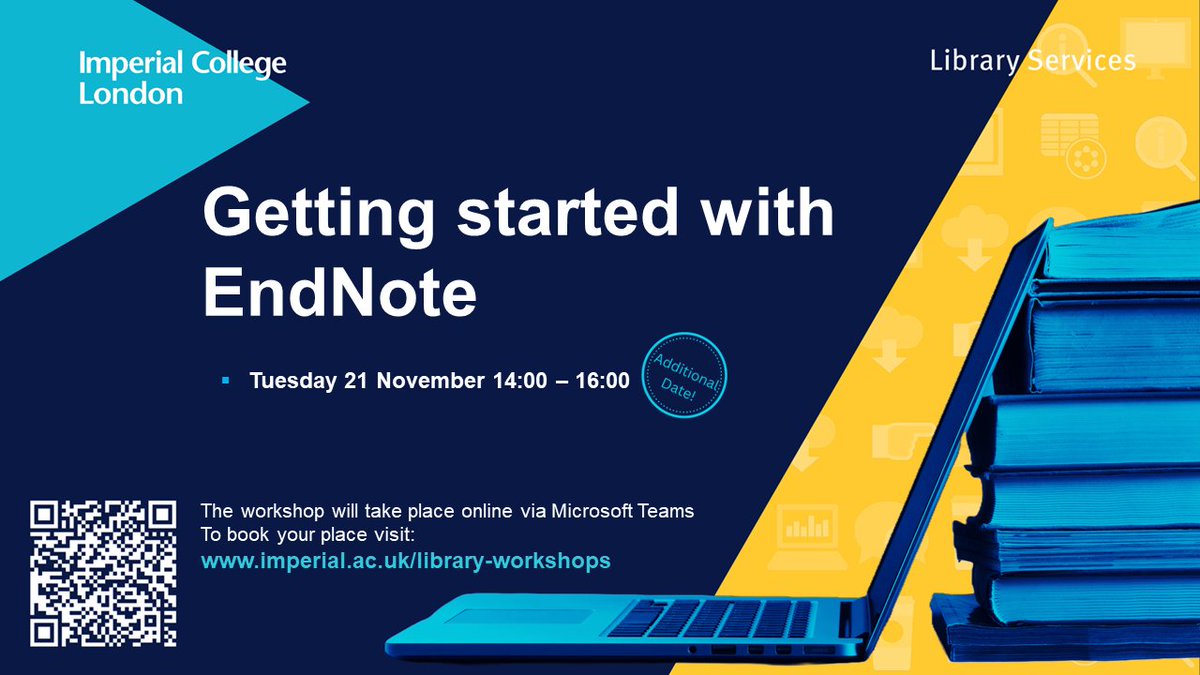 imperiallibrary's tweet image. Great news! 📢 
We&apos;ve added a new date for our Getting Started with EndNote workshop
Tuesday 21 November at 2pm (Online)
💻
Join us to master the art of efficient referencing.
Book your place imperial.ac.uk/library-worksh…
#EndNote #LibraryWorkshop #Referencing