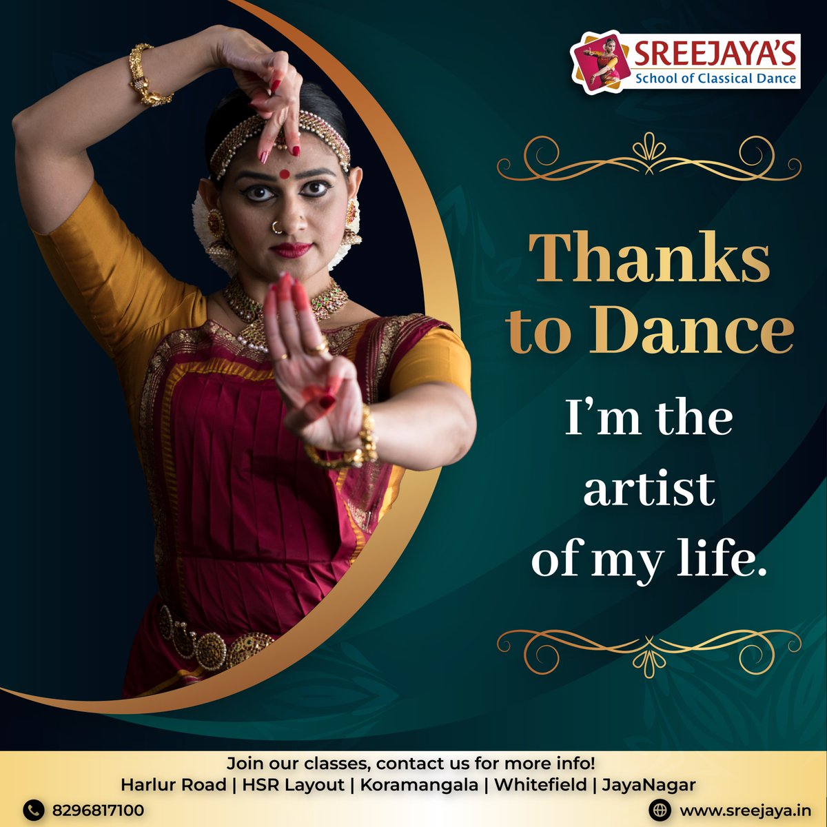 Thanks to Dance, I'm the artist of my life!!
Learn #Bharatanatyam from #SSCD 
#dancelove #dancequote #thankstodance #Indianclassical #DanceAcademy
 #bharatnatyamdance #DanceTime #DanceClass #DanceStudio  #Dance #Dancer #bharatnatyamlove #bharatnatyamdiaries #dancelife #Quotes