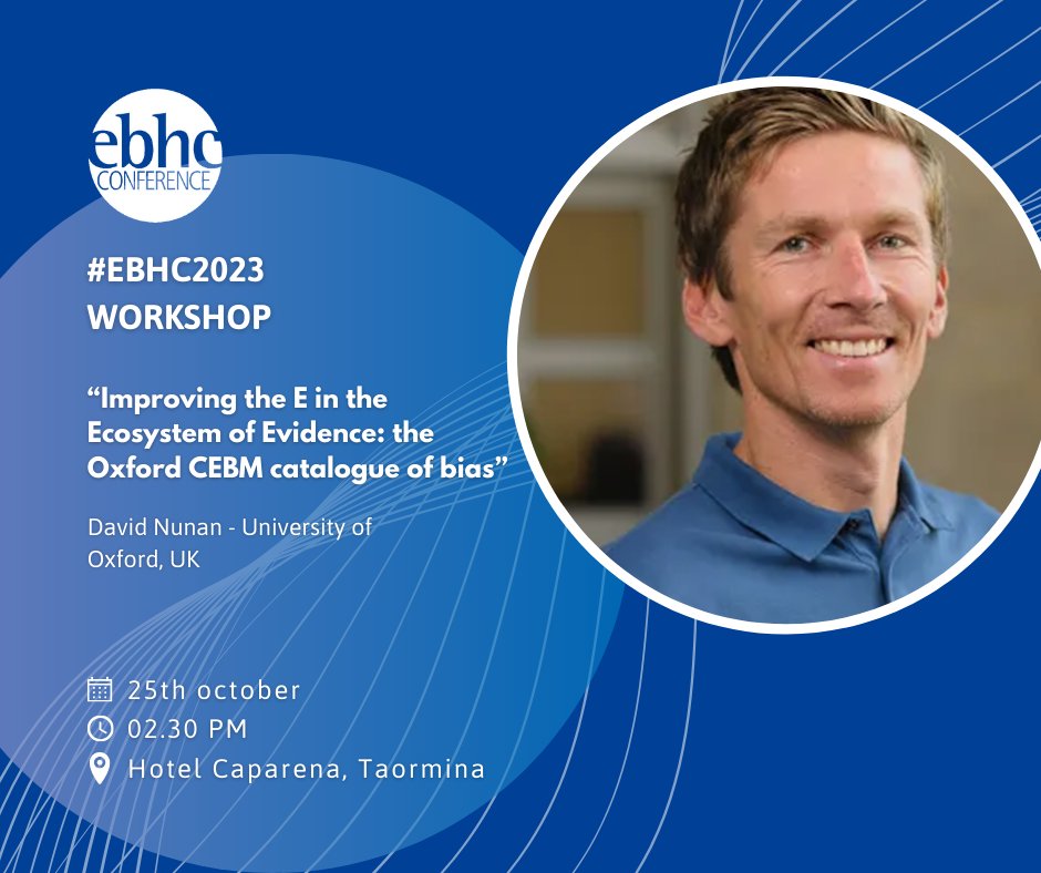 "Improving the E in the Ecosystem of #Evidence" - #EBHC2023 workshop with <a href="/dnunan79/">David Nunan</a>
 - introducing to the #OxfordCEBM catalogue of #bias and providing to delegates the opportunity to lead on/contribute to writing an entry in the catalogue on a bias of their choice.