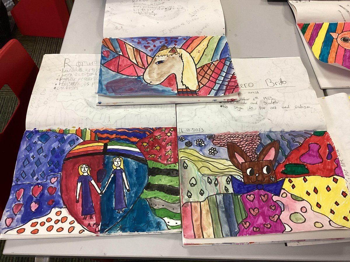 academy_nwpn's tweet photo. Take a look at our fantastic art work in the style of Romeo Britto. @RedhillTrust https://t.co/CFYscOOKB6