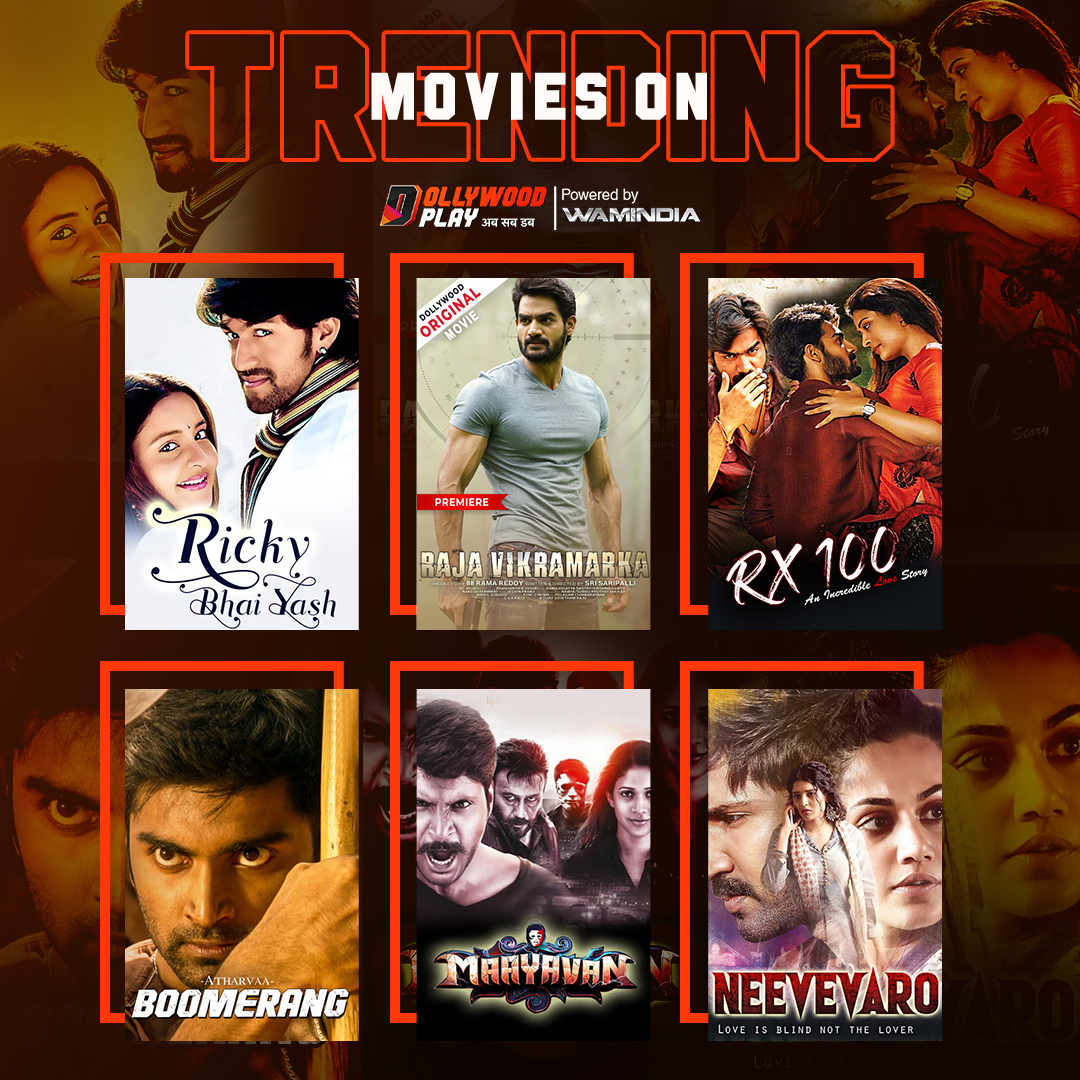 dollywood_play's tweet photo. Superhit films ka lijiye mazza Dollywood Play OTT par! Comment kijiye aapki favourite film❤️

#RickyBhaiYash #RajaVikramarka #RX100 #Boomerang #Maayavan #Neevevaro #HindiDubbedFilm #HindiDubbed #OTT #AbSabDub https://t.co/tQXFdOMCRn