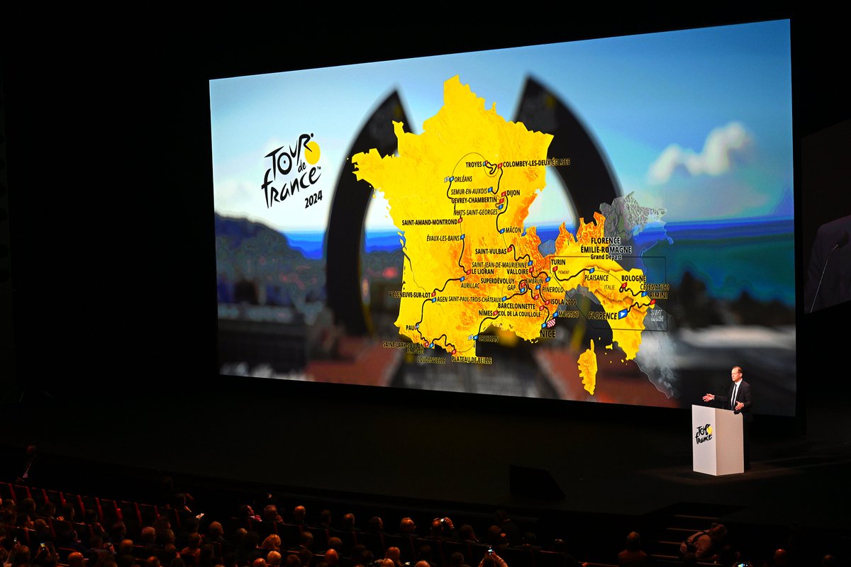 DLappartient's tweet photo. Fantastic to be here in Paris for the unveiling of both the 2024 Routes of @LeTourFemmes and @LeTour

The 2024 editions look set to be both incredible in what will be a year with plenty of world-class sporting action in France.

#TDFF2024 | #TDF2024 https://t.co/AIJURMlGej