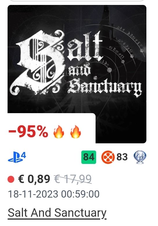 On #VitaWednesday/#WednesVitaday this suddenly happened. Salt and Sanctuary available for just €0.89. Wow! Just wow!

Offcourse also crossbuy with #PS4

#PSVita #VitaIsland