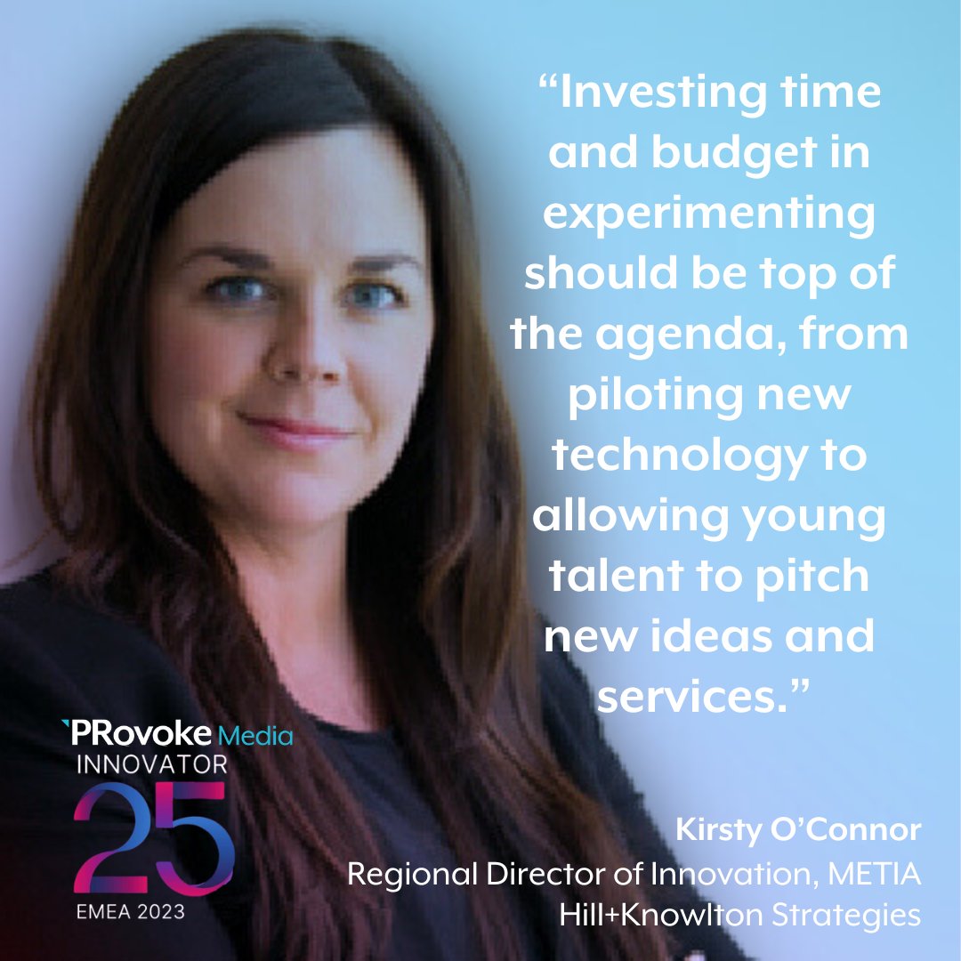 #Innovator25: <a href="/KirstyOConnor/">Kirsty O'Connor</a> from <a href="/HKStrategies/">Hill & Knowlton</a>  shares which brands and/or agencies are most innovative in their approach to PR and marketing.

Read all of the #Innovator25 EMEA profiles, and explore their inspiration, advice and career learnings here: bit.ly/3FnJHah