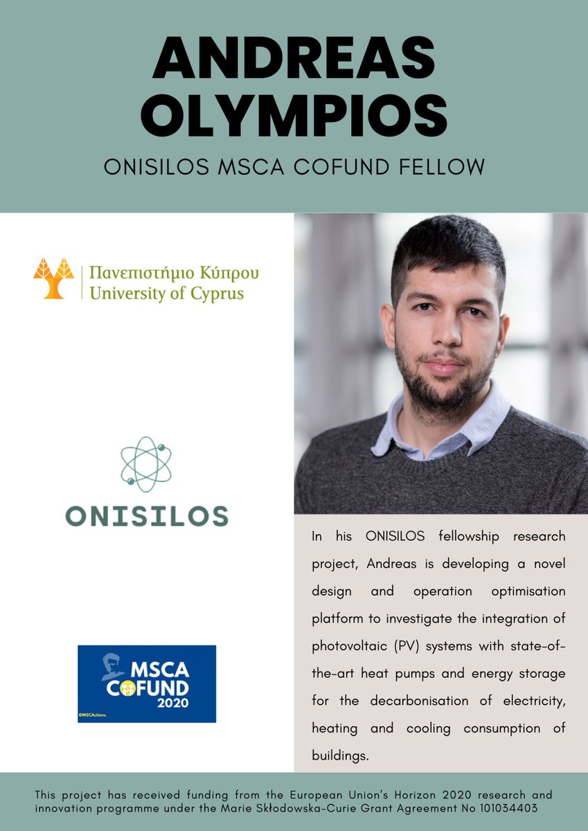 Proud of our @PVLab_FOSSUCY Postdoctoral Researcher, Dr. Andreas Olympios who was named <a href="/ONISILOSUCY/">ONISILOS</a> <a href="/MSCActions/">Marie Skłodowska-Curie Actions</a> Fellow of the week!

Learn more about Andreas and his research project here: bitly.ws/Yudf

#imperialcollege <a href="/UCYOfficial/">University of Cyprus</a> #MSCA  #fellowship <a href="/REA_research/">European Research Executive Agency</a>