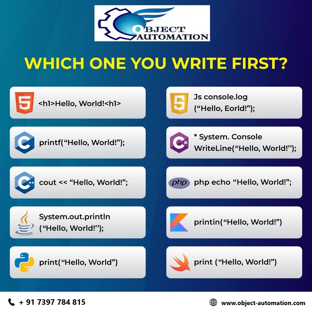 obj_auto's tweet image. 📷 Hey programmers, What was the first programming language you used to print this iconic phrase "Hello, World"?📷
#ObjAuto #FirstProgrammingLanguage #HelloWorld #ObjectAutomation #ProgrammingBeginnings #TechNostalgia #CodeJourney #DeveloperStories #CodeNewbie