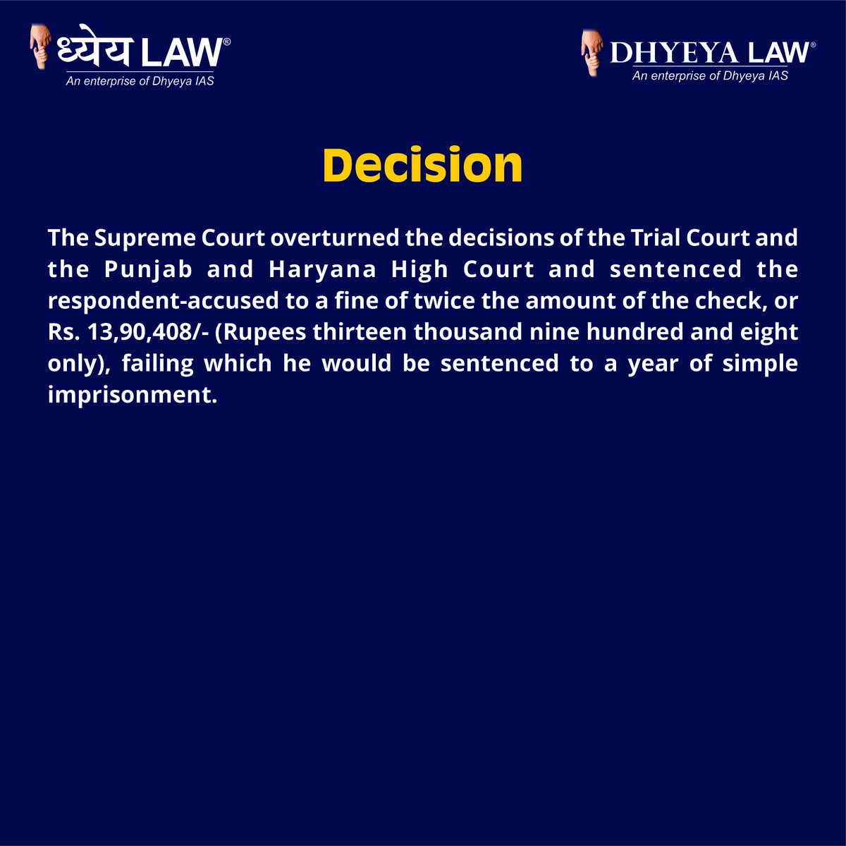 DhyeyaLaw1's tweet image. Reiterating the principles relating to the presumption under Section 139 of the Negotiable Instruments Act 1881, the Supreme Court...

#highcourts #flaw #fundamentals #reversed #supreme #NEGOTIABLE #act #principles #reiterating #presumption #section #law #lawyer