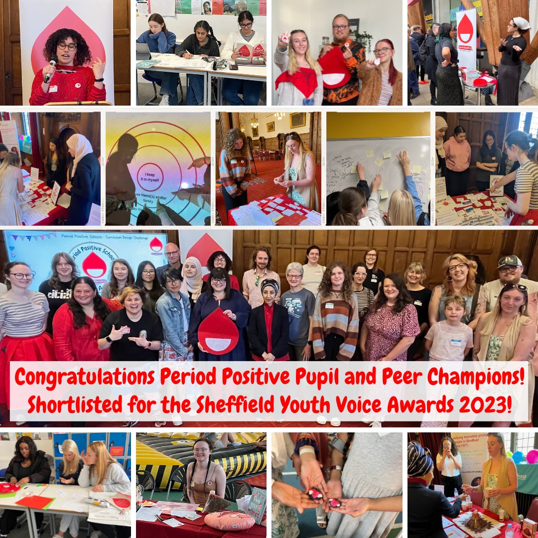 🩸Shortlisted for the #sheffield #youthvoice awards! Hurrah for the Period Positive Pupil and Peer champions from @Sheffieldhigh @roundaboutsheff @sayitsheffield @periodpositive! 🩸#CYSYVA23 #periodpositive #periodpositivemovement #youthvoice #youthactivism #menstruationmatters