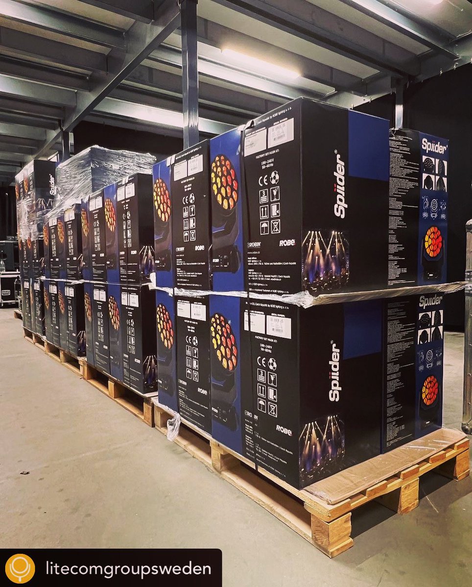 Robelighting's tweet photo. It’s a #WarehouseWednesday in Stockholm with Litecom Group Sweden & their new @Robelighting #Spiider luminaires.
#robelighting #litecomgroup #newrobegear #lightingtech #lightinglife https://t.co/aDjOKqHr4c