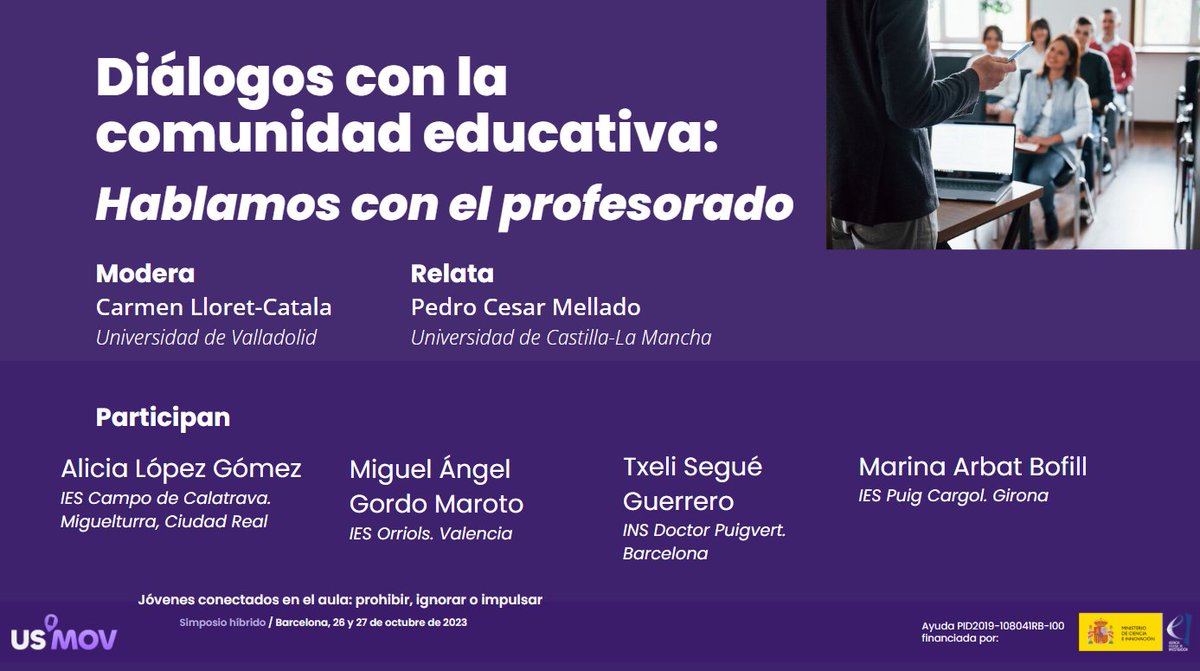 cristobalsuarez's tweet photo. Únete a las 222 personas que participarán este 26 y 27 de octubre, en el simposio Jóvenes conectados en el aula: prohibir, ignorar o impulsar https://t.co/yYdPL6f8hG #simposioUSMOV @FundacioBofill https://t.co/Wsnsby02Bs