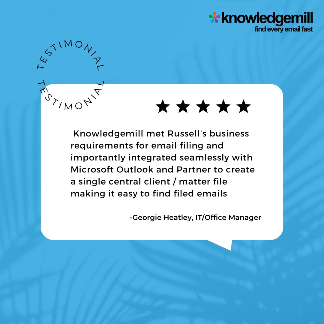knowledgemill's tweet photo. Russell's Business Soars with Knowledgemill: Seamless Email Filing, Effortless Integration with Microsoft Outlook, and a Centralized Client/Matter File System - Making Email Management a Breeze! #HappyCustomer #EfficiencyUnleashed 🚀📧
Visit us
https://t.co/svX7Um90oH https://t.co/fHem33BsgQ