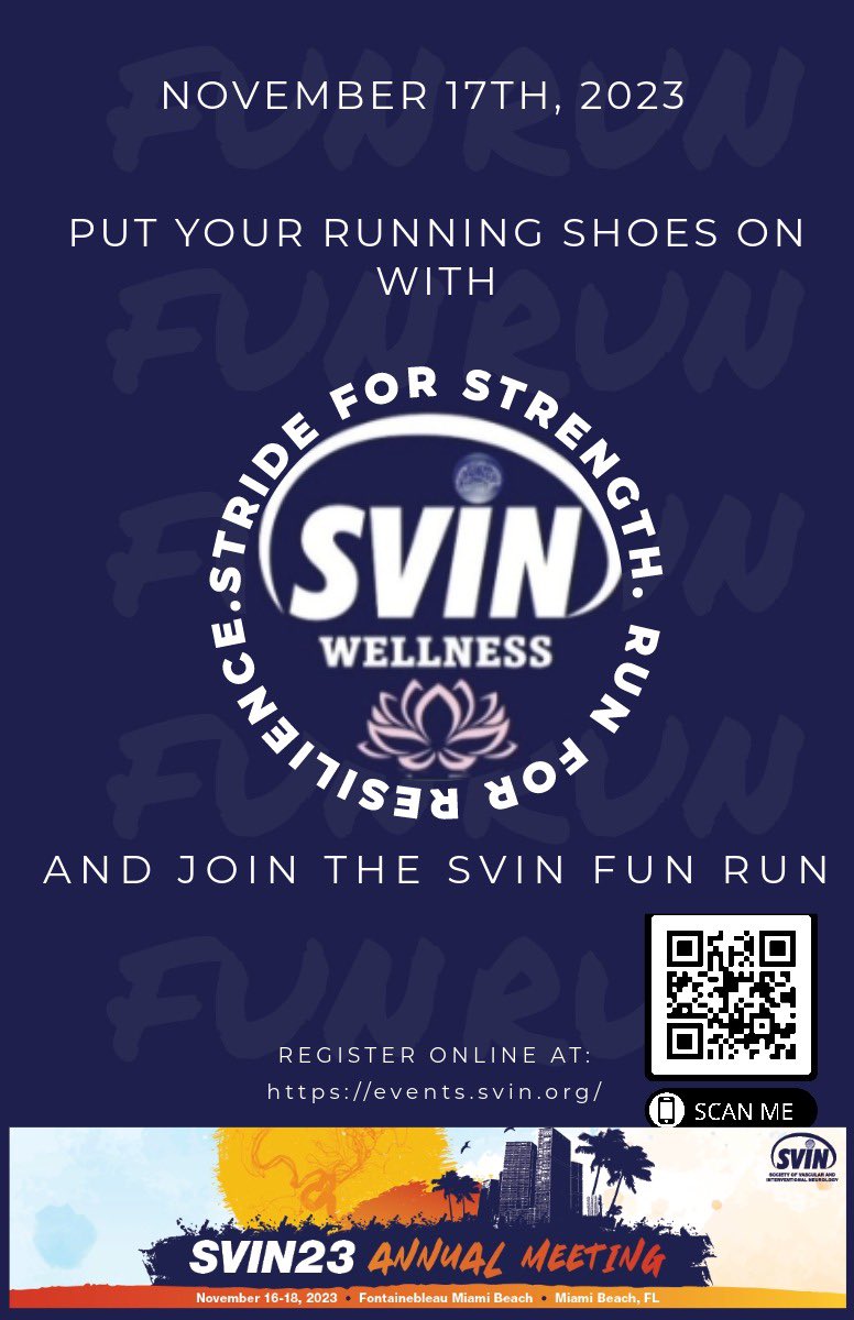 Don't forget to register for the SVIN Fun Run! 🏃‍♀️ Join us for a refreshing morning jog to start the day energized. 🌞 #SVINWellness #WellnessWednesday Sign up at: events.svin.org See you in Miami at the @svinsociety annual meeting