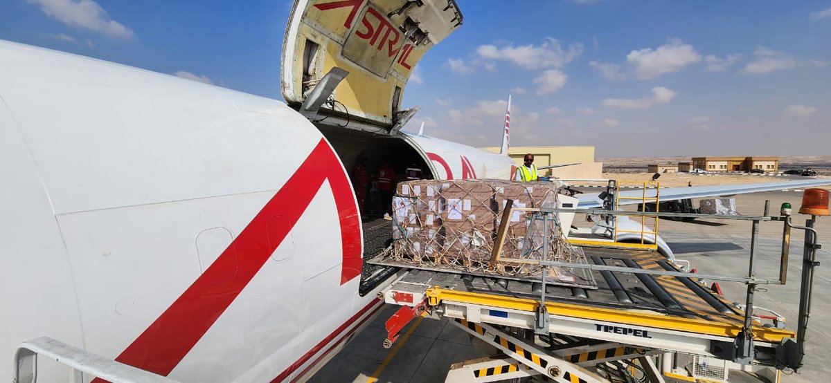 Thanking @ICRC for the opportunity to air-lift 25 tons of humanitarian cargo from Nairobi to El-Arish in Egypt on board the @astralaviation Boeing 757F.