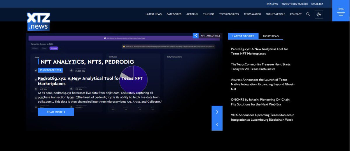 navid_aliz's tweet image. 🚀 Thanks @XTZNews for featuring #PedroDig! Deep thanks to Lee Evans for the write-up.

✅ Final debugging underway. Updates soon!

🤖 Join Discord to discuss upcoming features : discord.gg/MPaQDUbQy5

#Tezos #NFTAnalytics